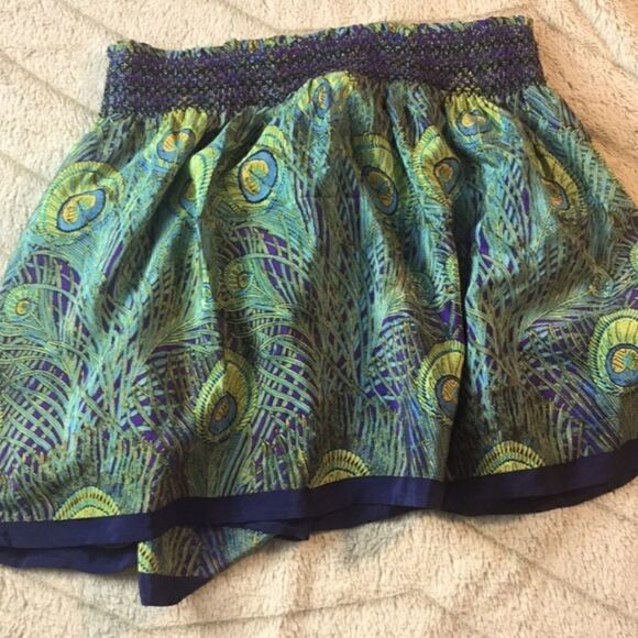 Anthropologie Silk Skirt Peacock Feather Print Kimchi Blue - Picture 14 of 14